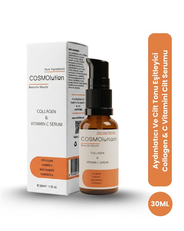 Aydınlatıcı Ve Cilt Tonu Eşitleyici Collagen & C Vitamini Cilt Serumu 30 mL 