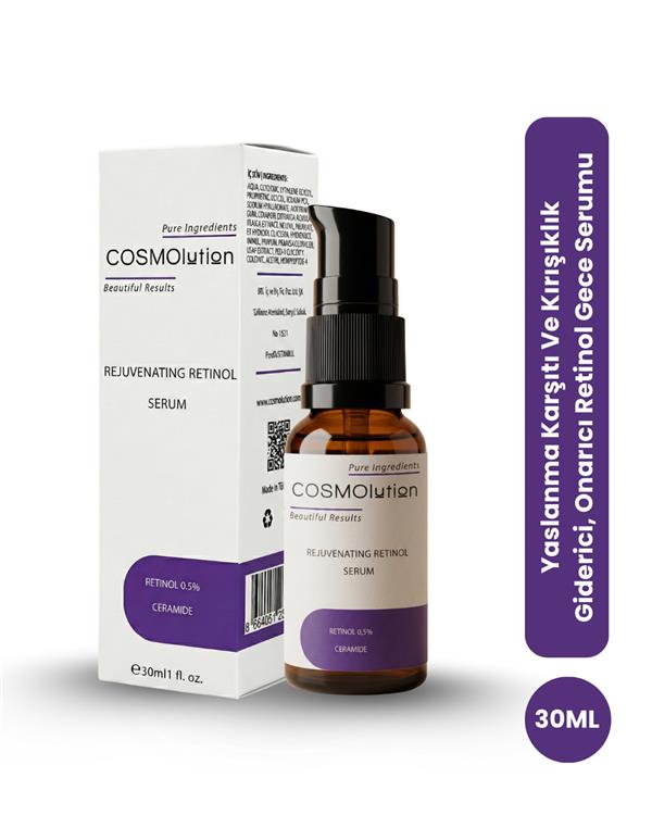 Yaslanma Karşıtı Ve Kırışıklık Giderici, Onarıcı Retinol Gece Serumu 30 mL